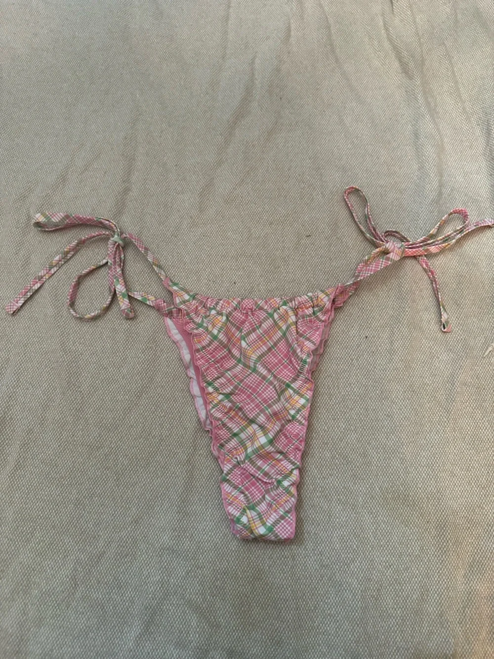 New! Frankie's Bikinis x Pink reign strawberry Plaid Bikini Bottom 38967